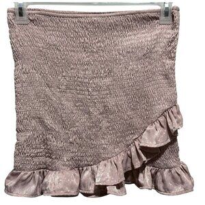 HYFVE Never Enough Smocked Elastic Ruffled Mini Skirt Mauve Sz L Fairycore NEW